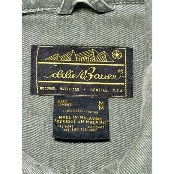 VTG Eddie Bauer Cotton Field Jacket Green Men Medium Chore Barn Utility *see pic - Picture 6 of 11